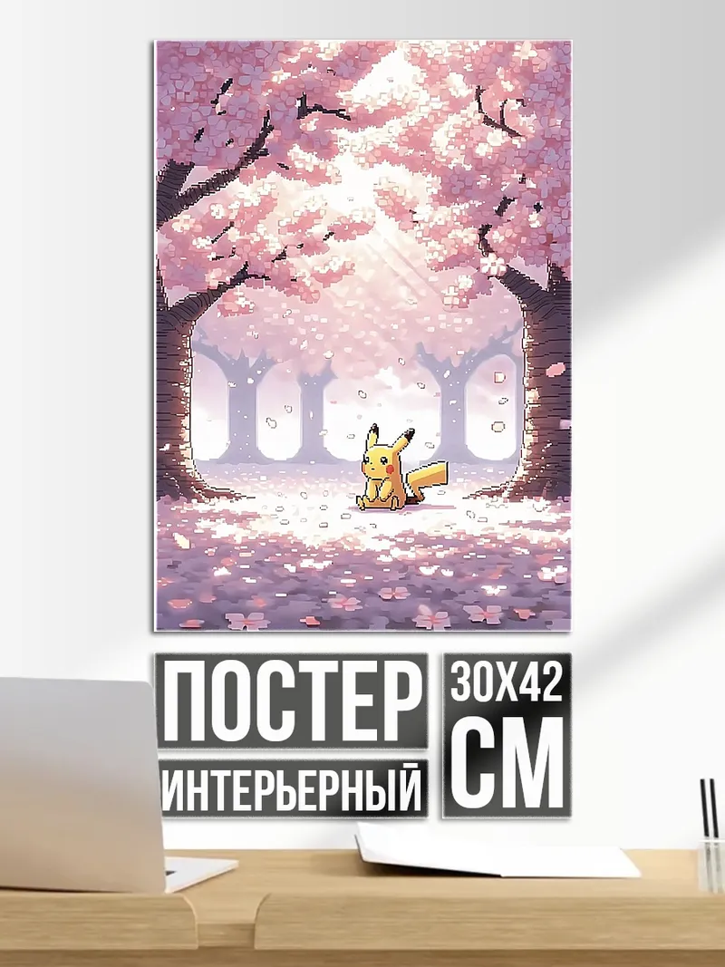 Постер Пикачу под сакурой