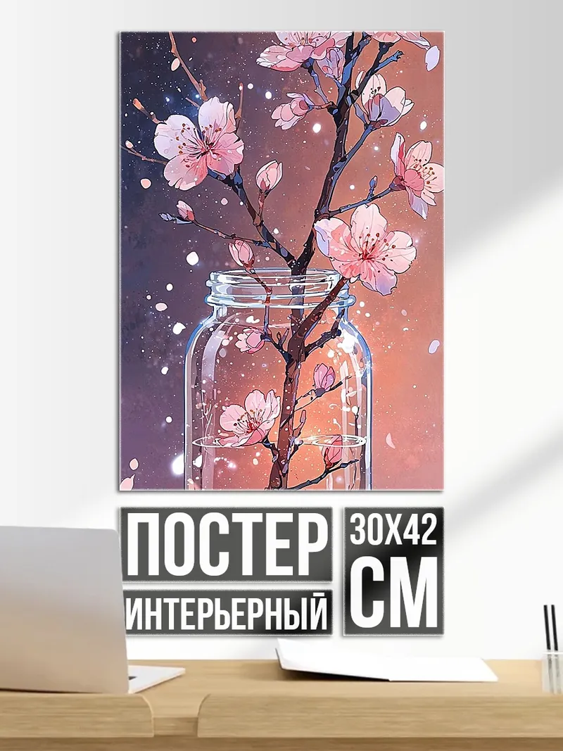 Постер Цветущая сакура в банке