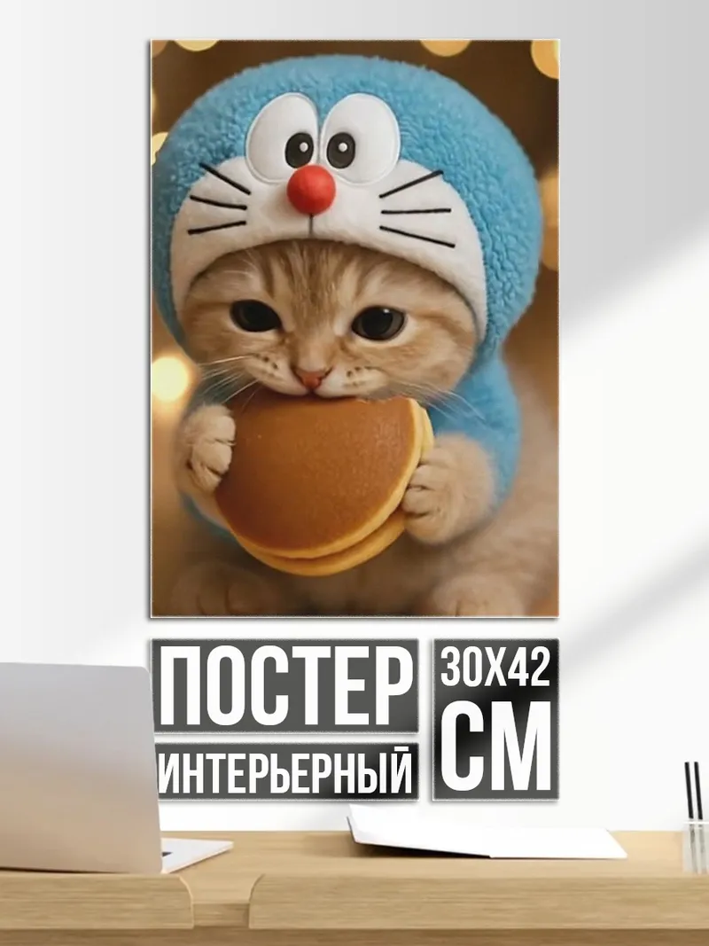 Постер Кот в костюме Дораэмона