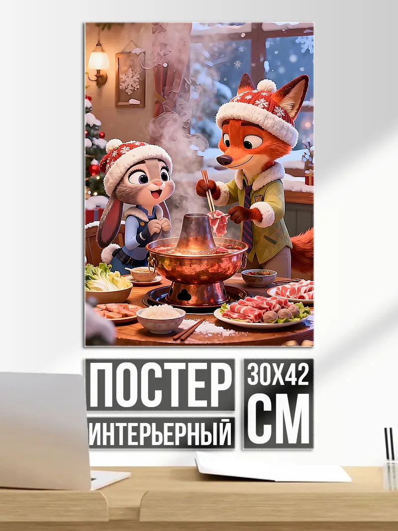 Постер Лис и кролик ужин