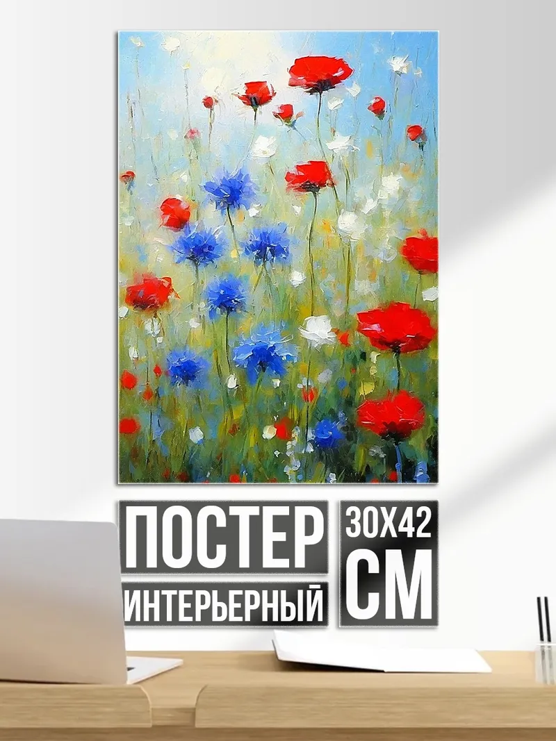 Постер Поле маков и васильков