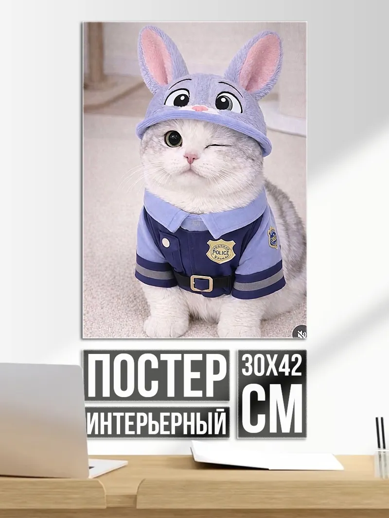 Постер Кот в костюме полицейского