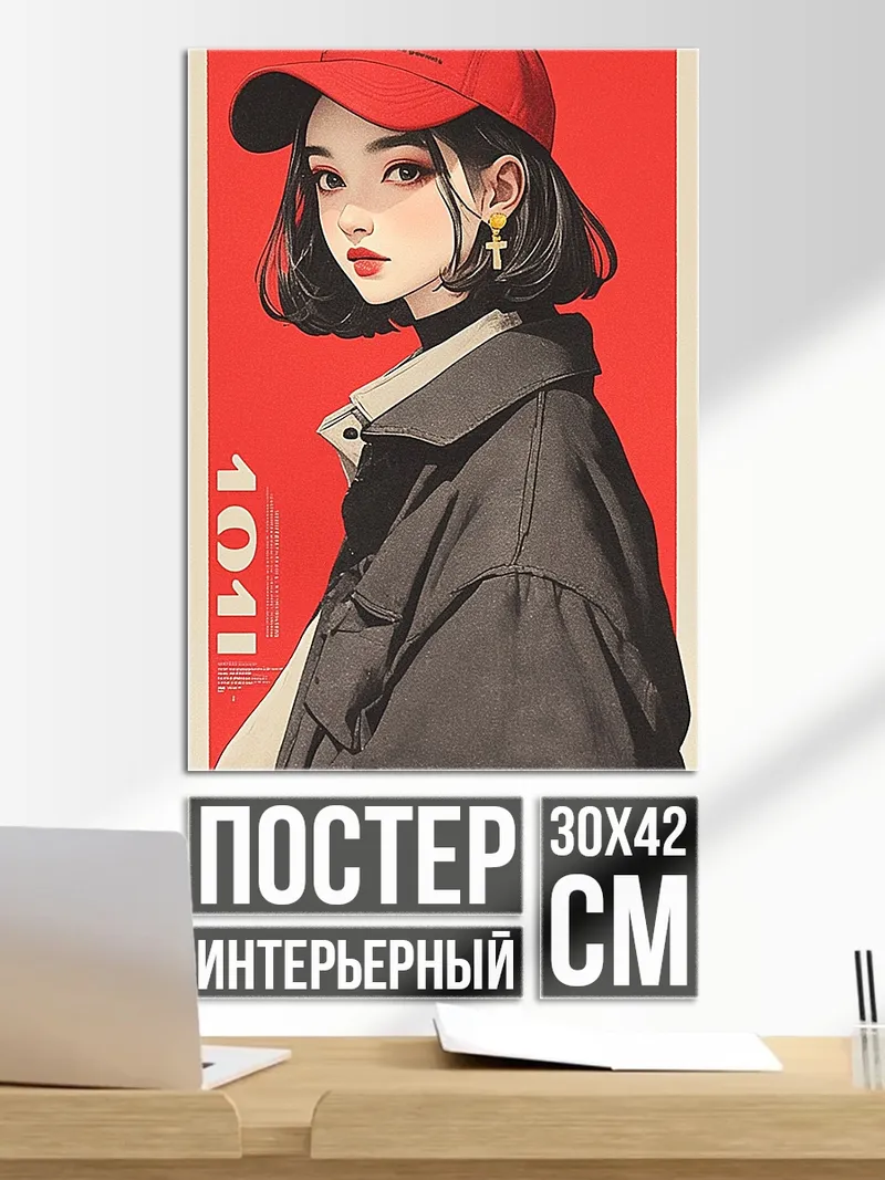 Постер Девушка в кепке
