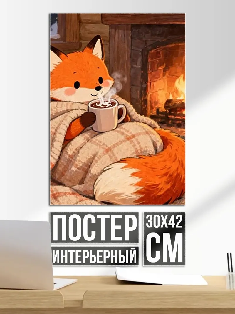 Постер Лиса у камина
