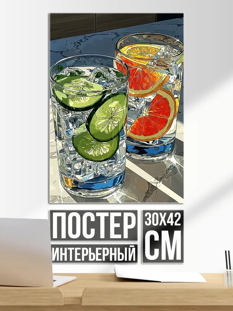 Постер Освежающие напитки с фруктами