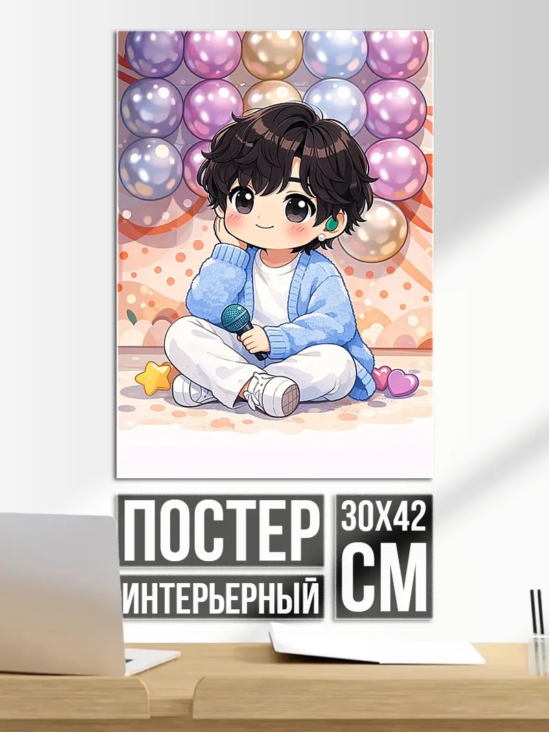 Постер Чиби мальчик с микрофоном