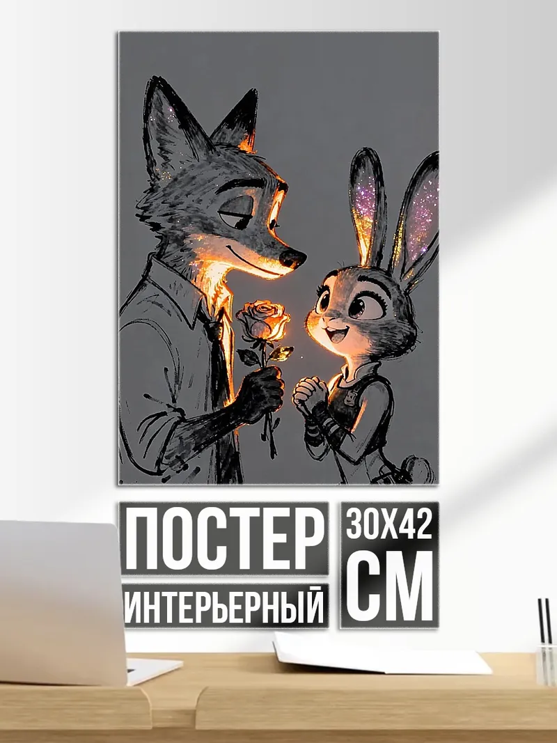 Постер Лис и крольчиха