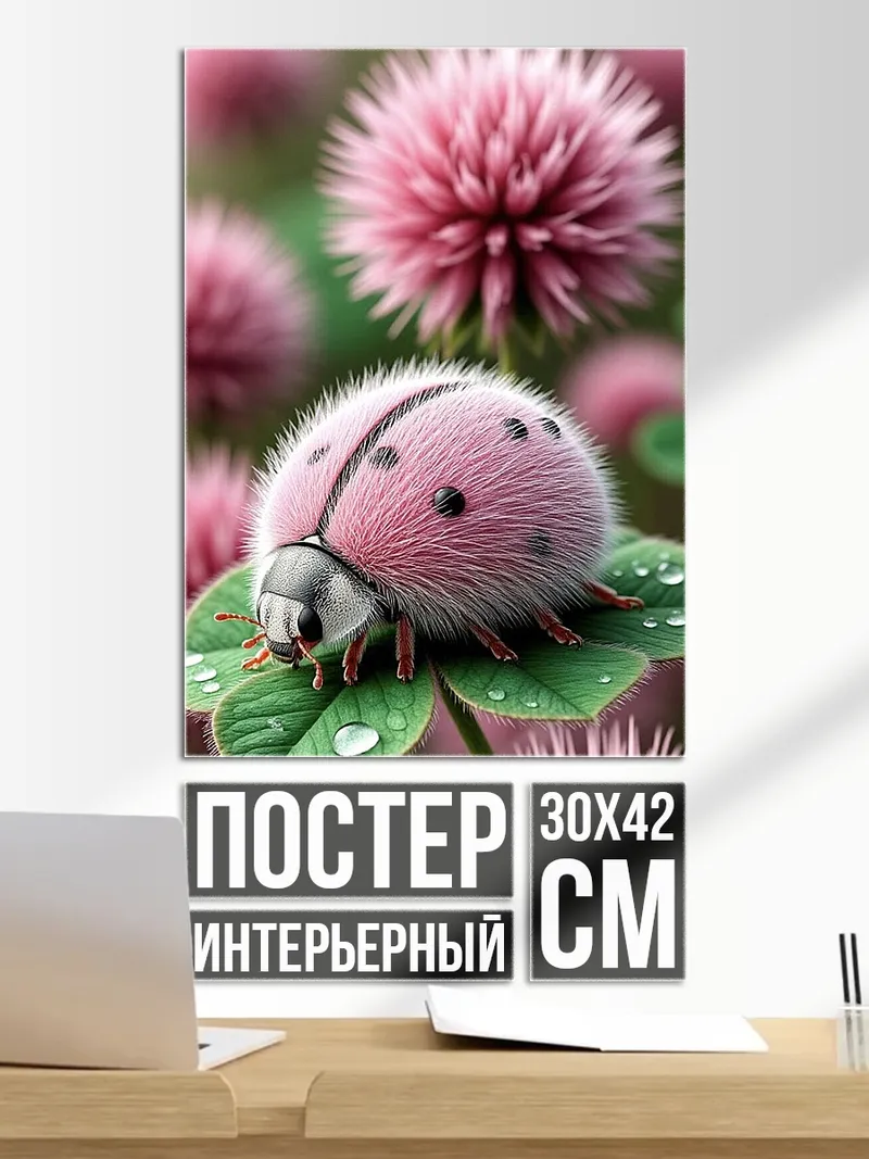 Постер Розовая божья коровка