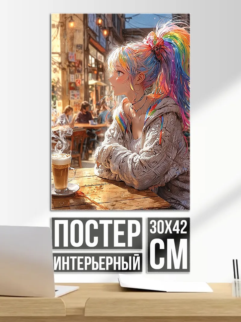 Постер Девушка с радужными волосами