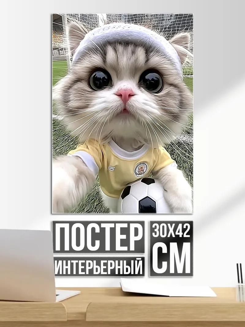 Постер Кот футболист