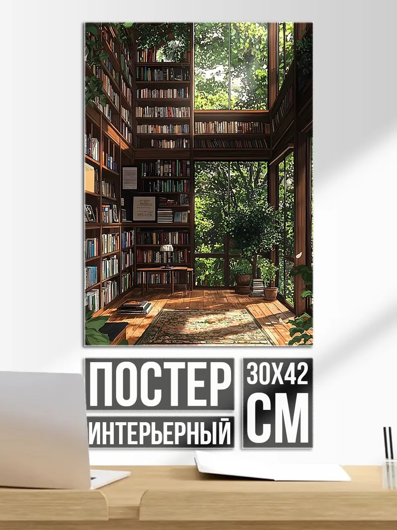 Постер Библиотека в лесу