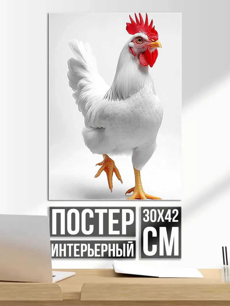 Постер Белый петух