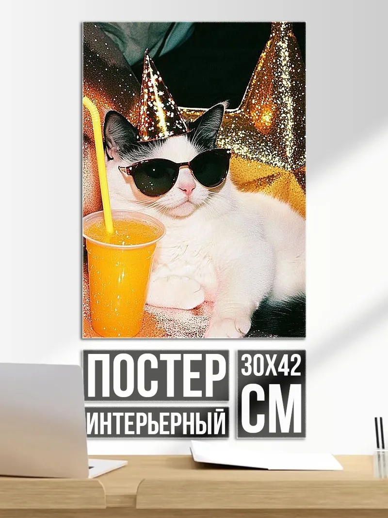Постер Кот в очках