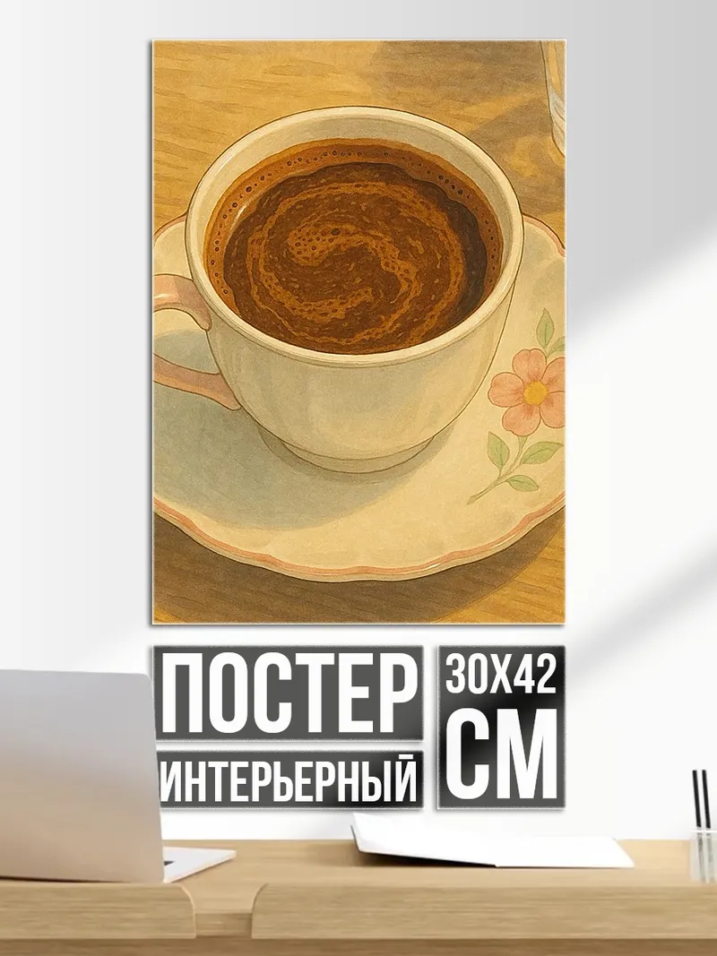 Постер Кофе с рисунком