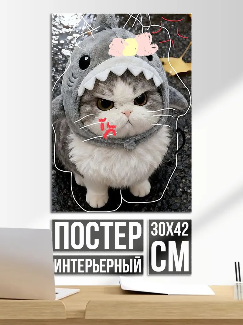 Постер Кот в акуле