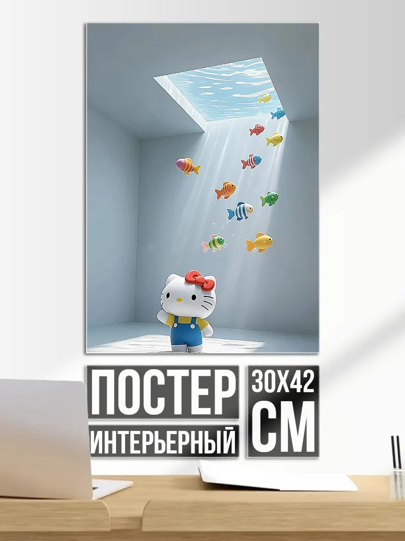 Постер Хелло Китти и рыбки