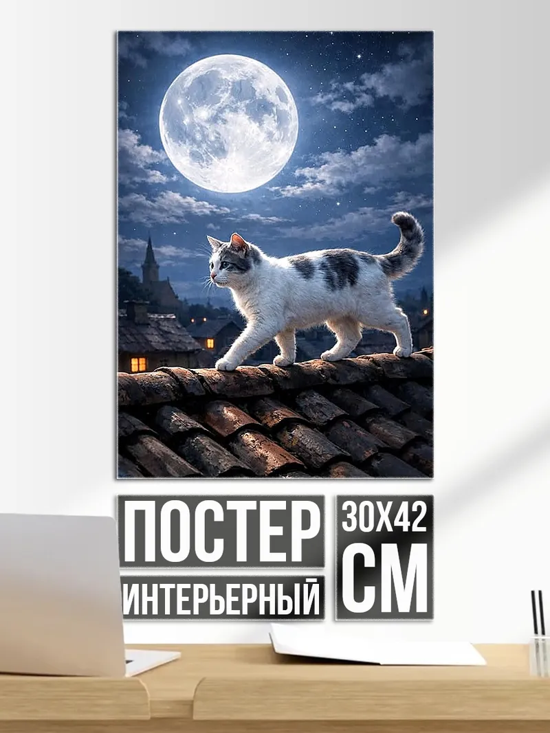 Постер Кот на крыше