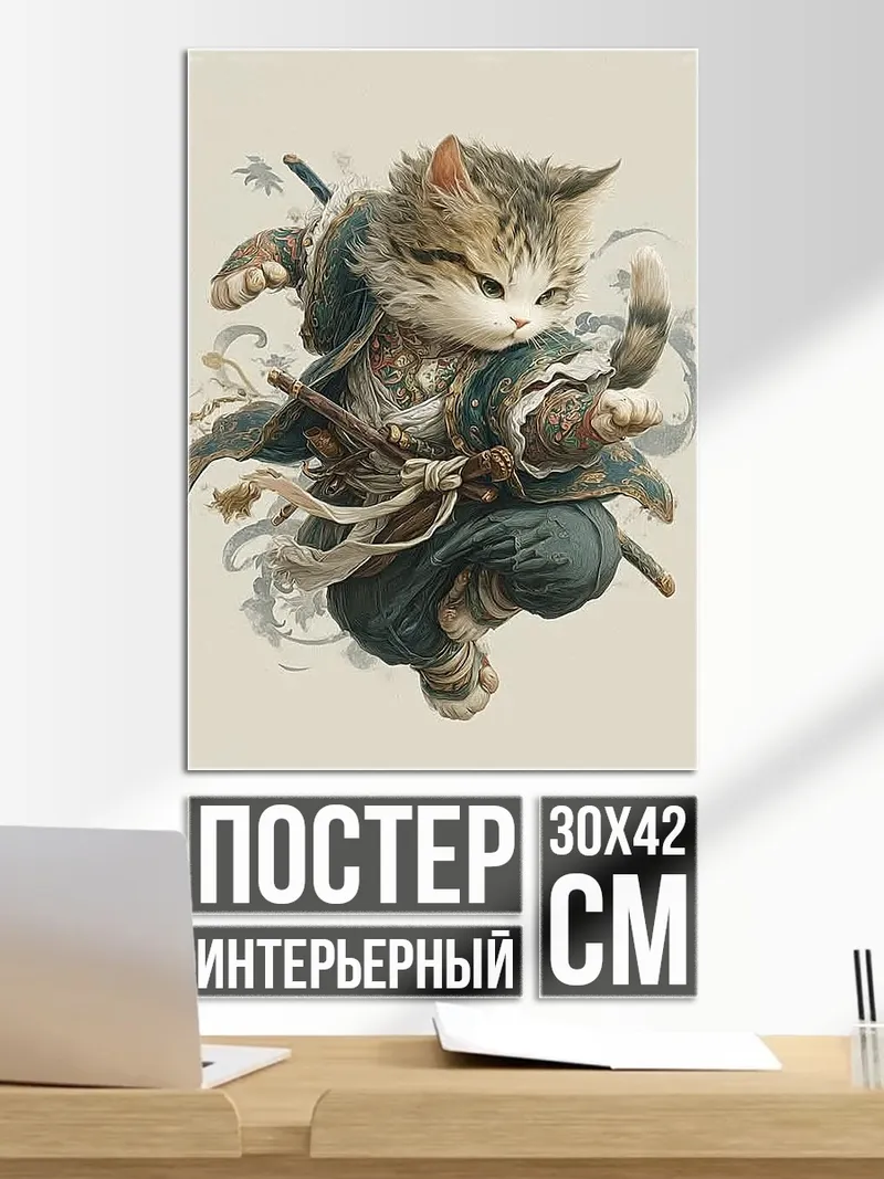 Постер Кот самурай