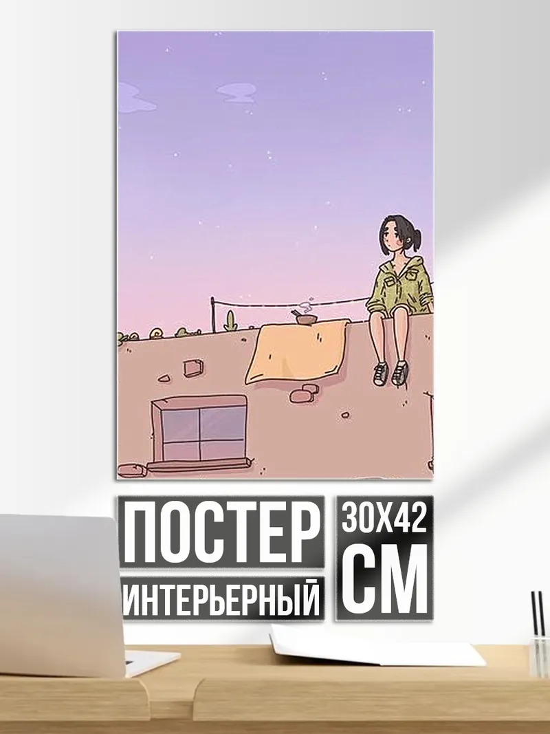 Постер Девушка на крыше