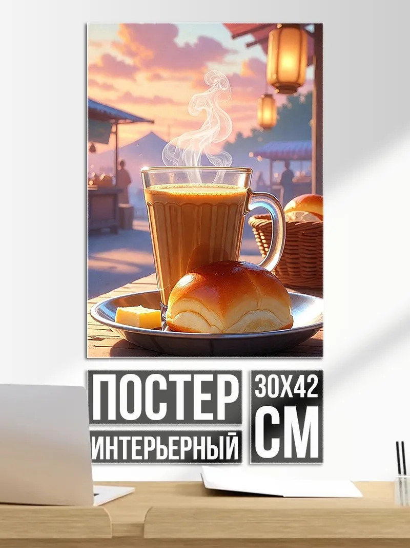 Постер Завтрак с булочкой