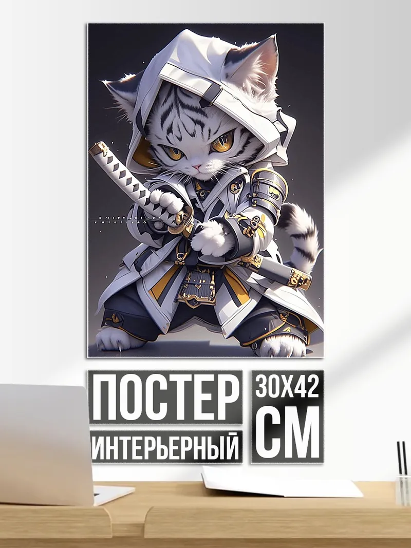 Постер Кот самурай