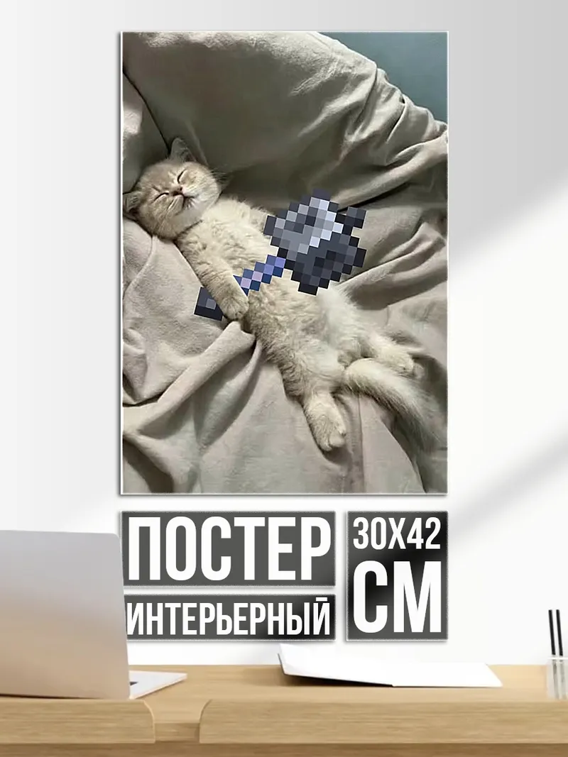 Постер Спящий кот в шортах