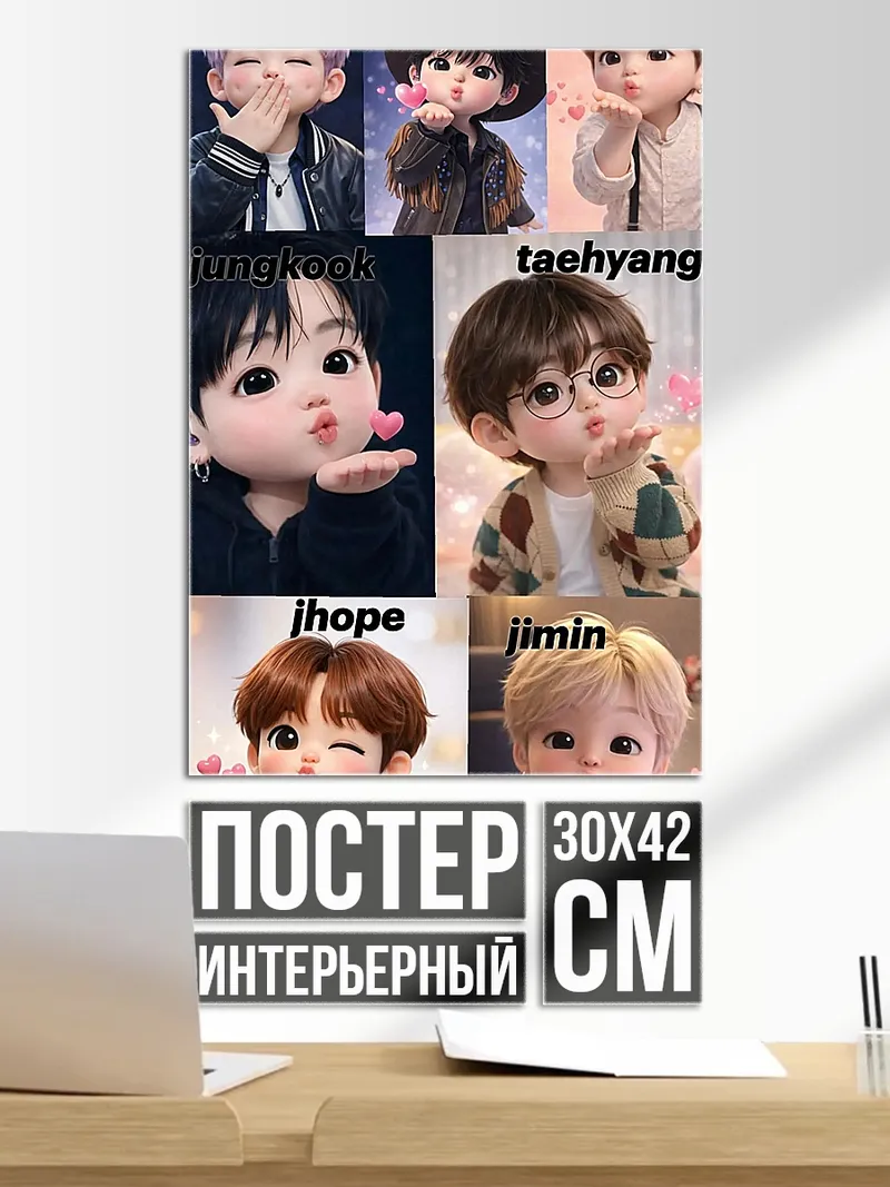 Постер Милые чиби BTS