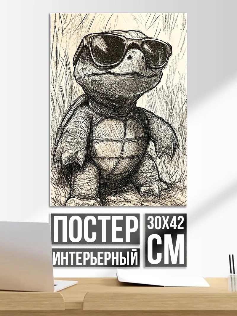 Постер Черепаха в очках
