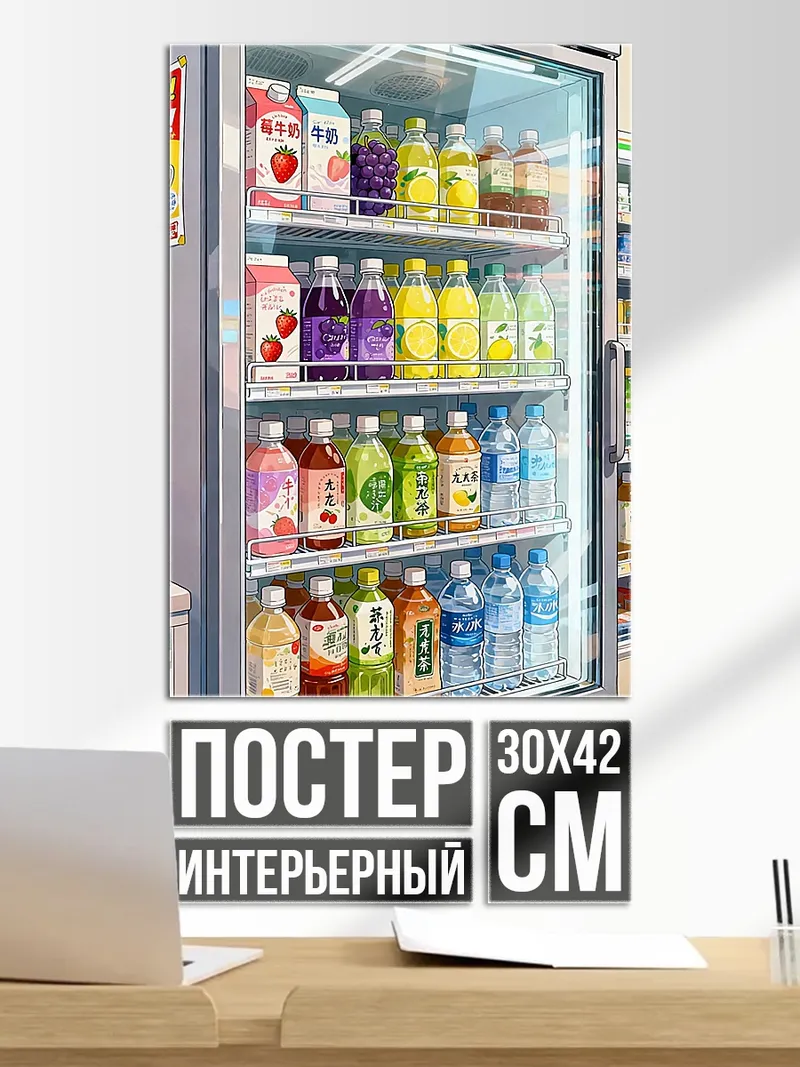 Постер Холодильник с напитками
