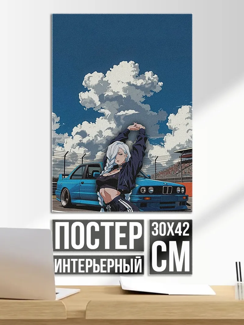 Постер Девушка и машина