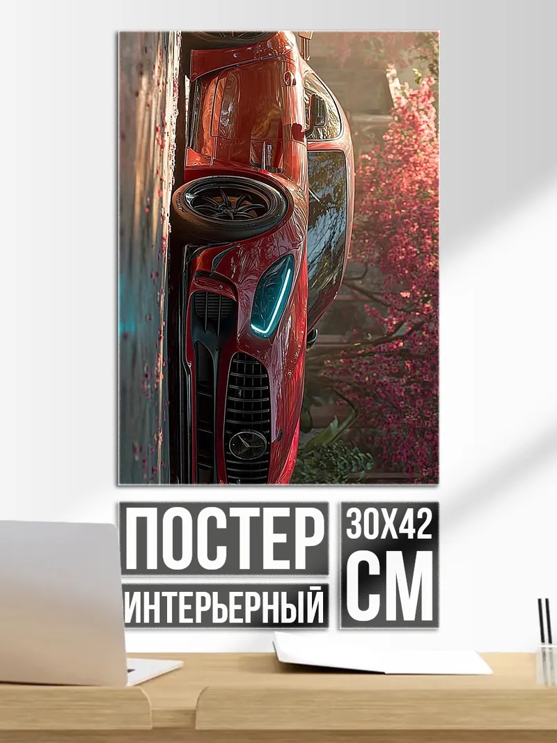 Постер Красная спортивная машина
