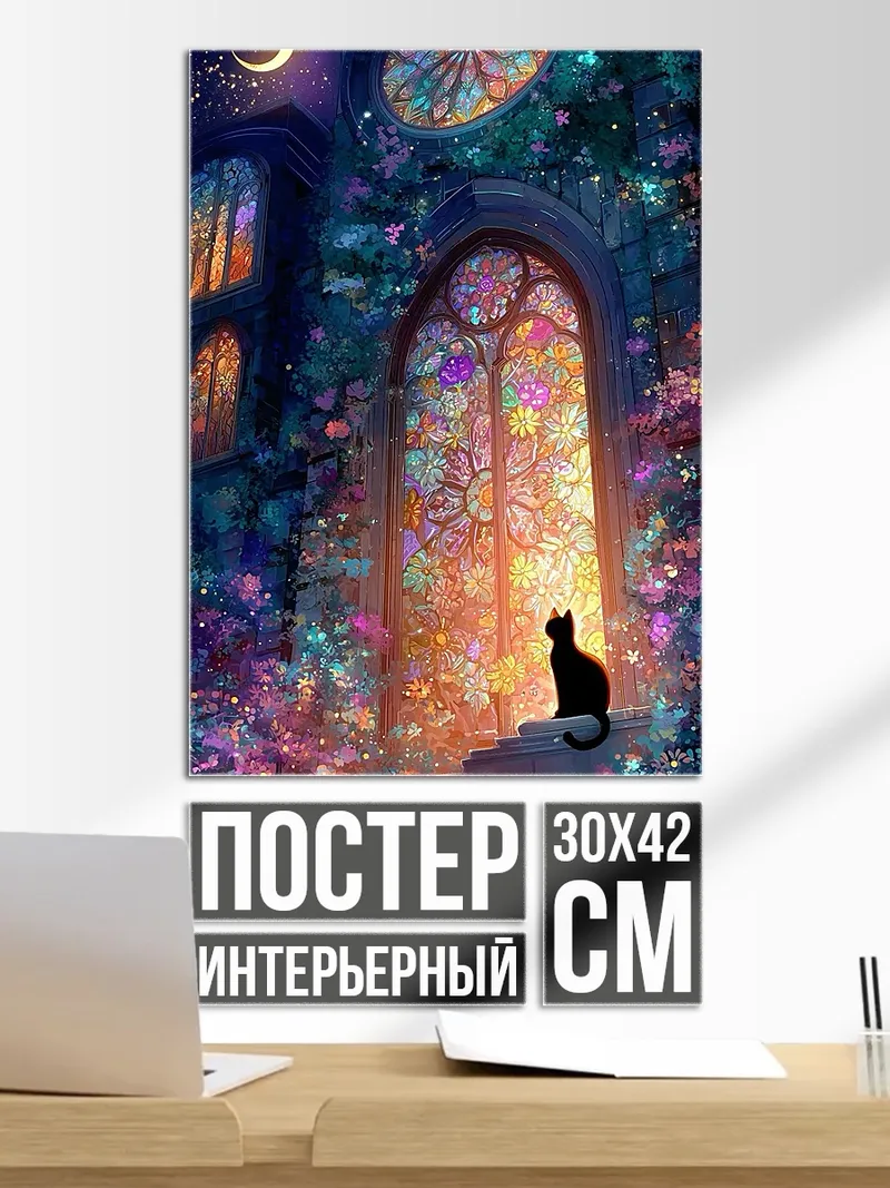 Постер Кот у витража