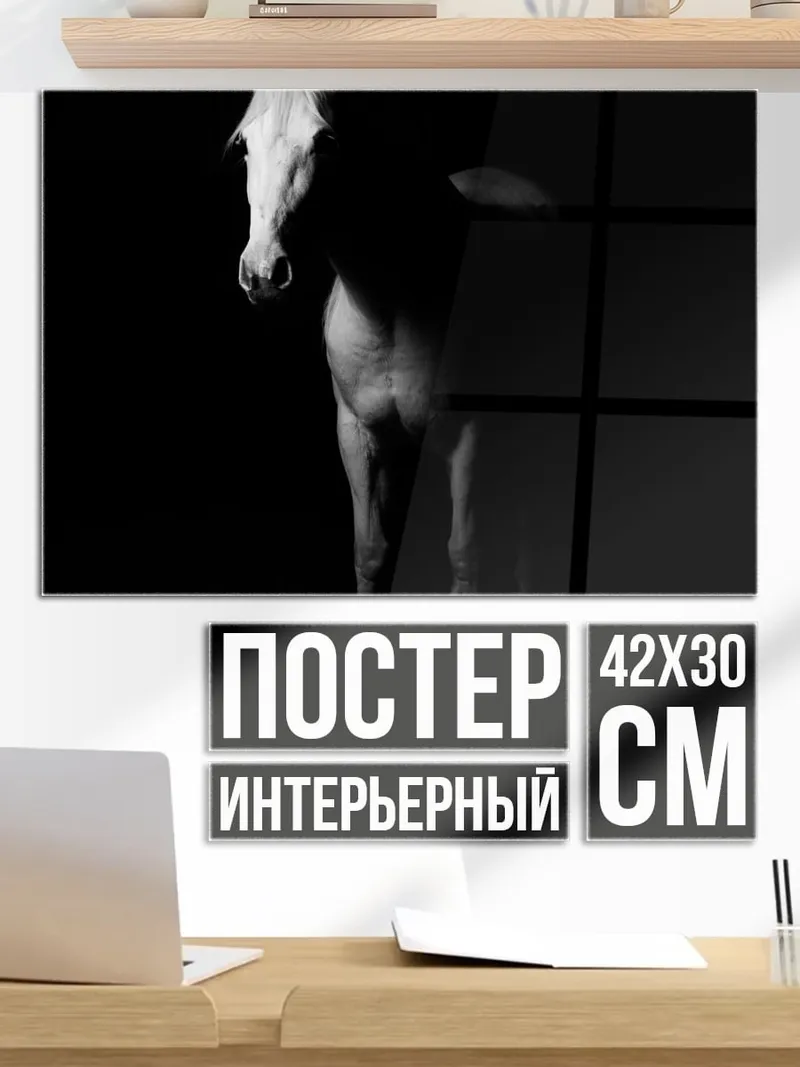 Постер Белый конь в темноте