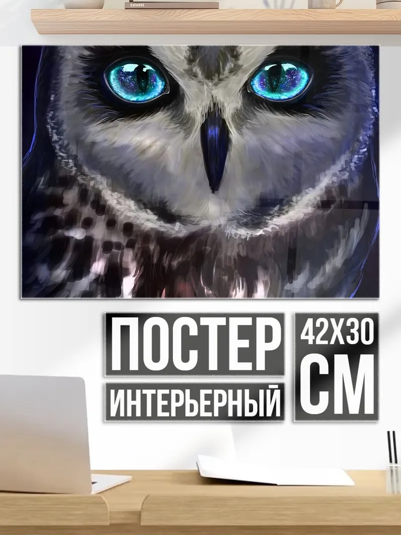 Постер Сова с синими глазами