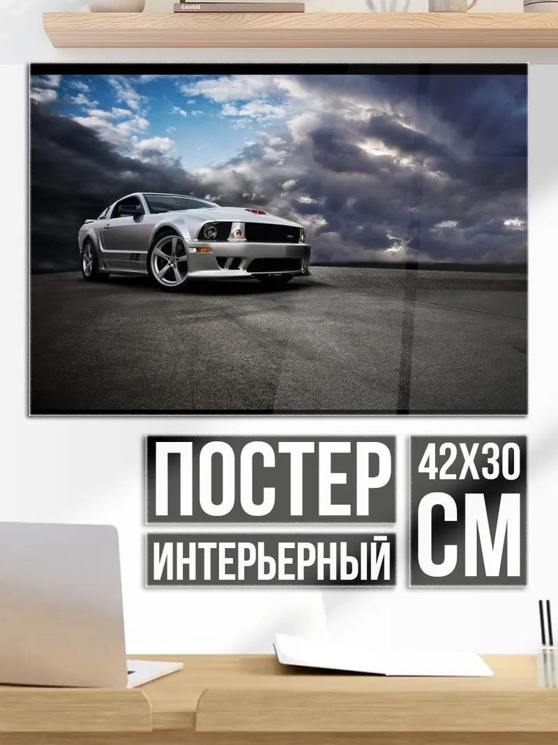 Постер Серебристый мустанг