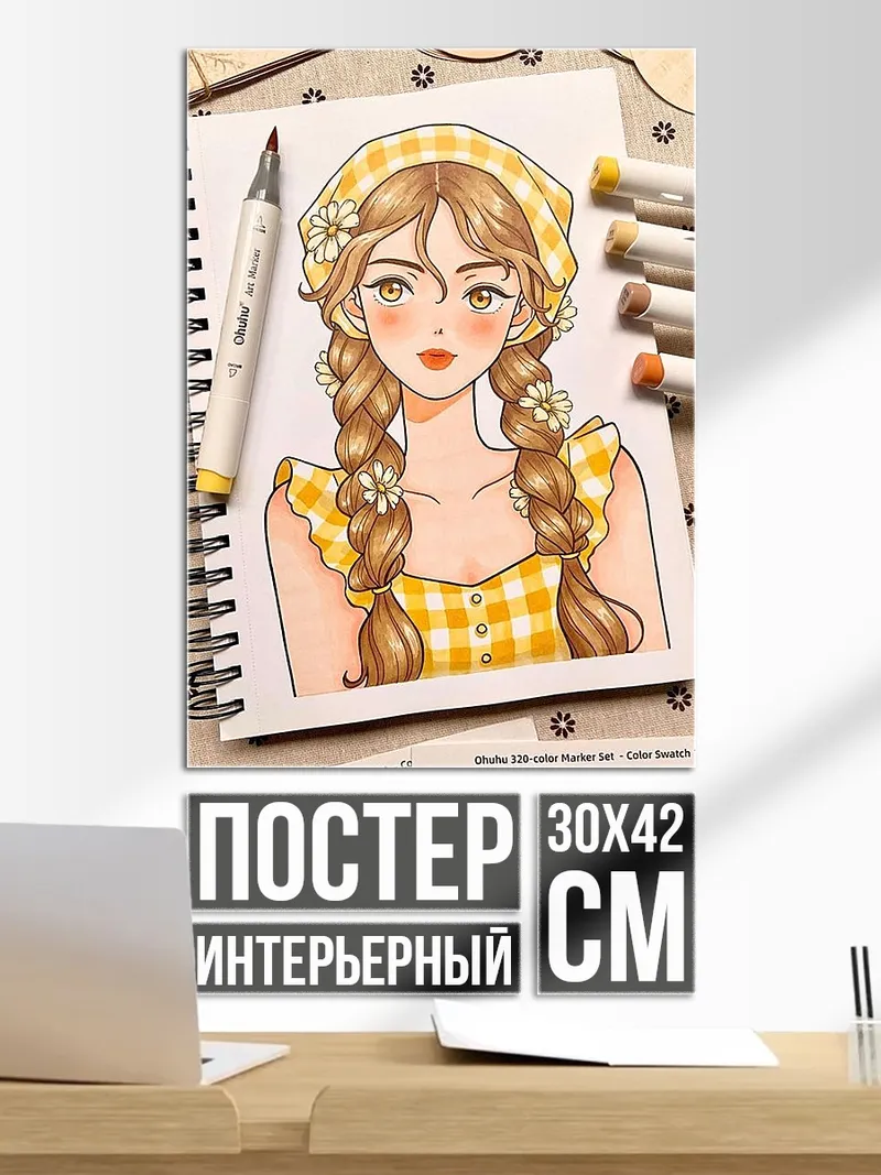 Постер Девушка с косичками