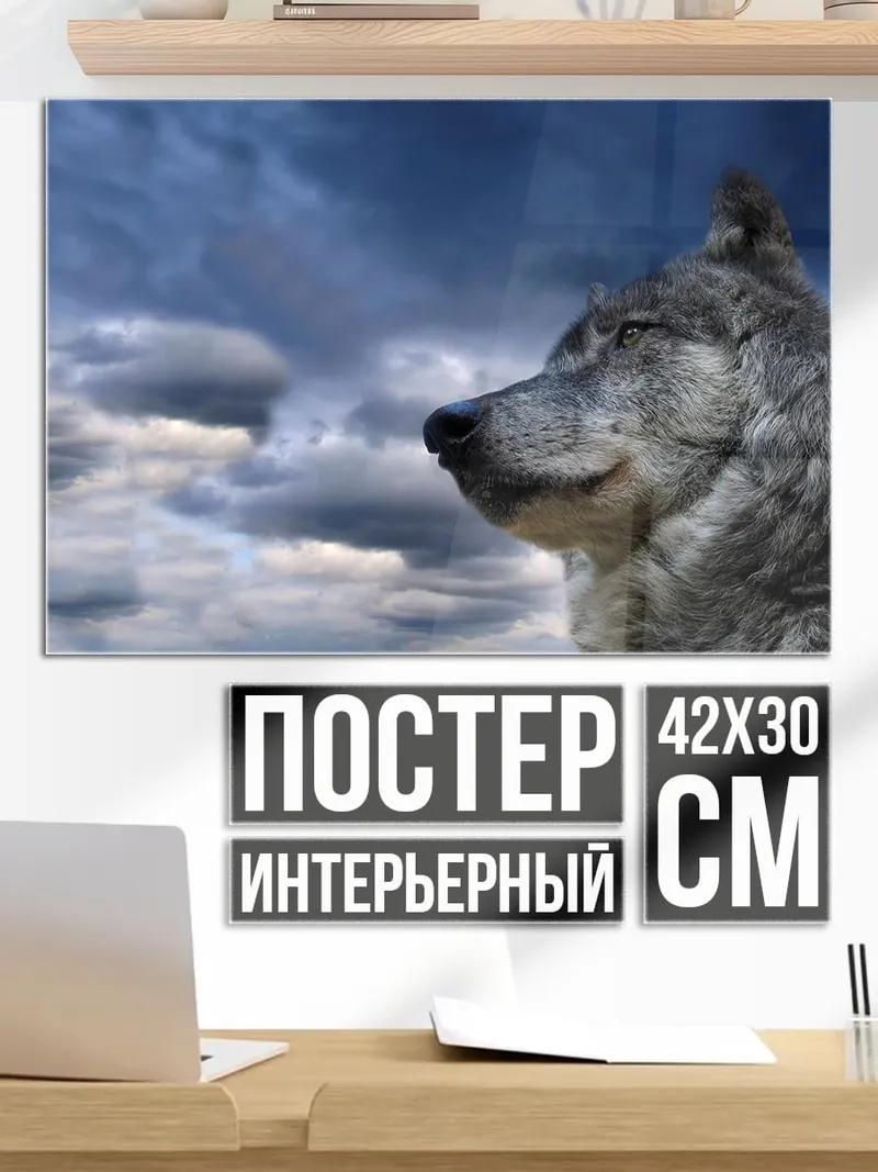 Постер Волк на фоне неба
