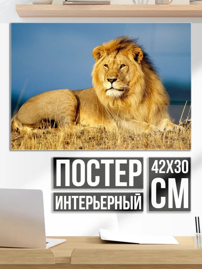 Постер Лев на сафари