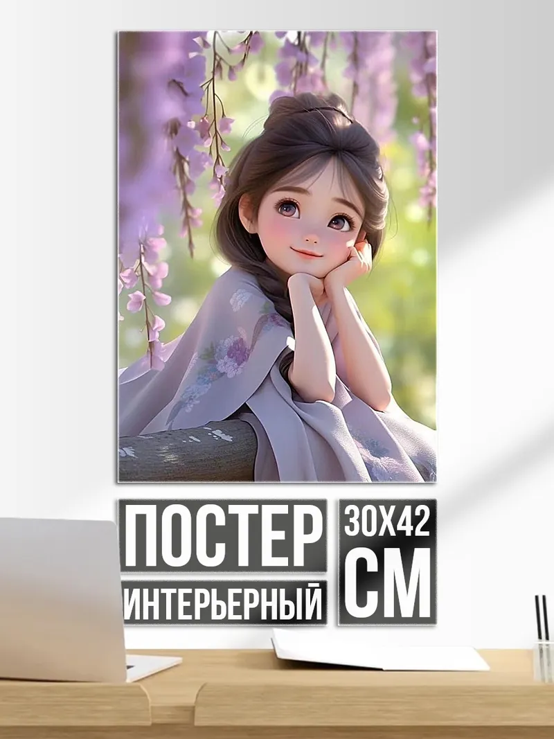 Постер Девочка под глицинией