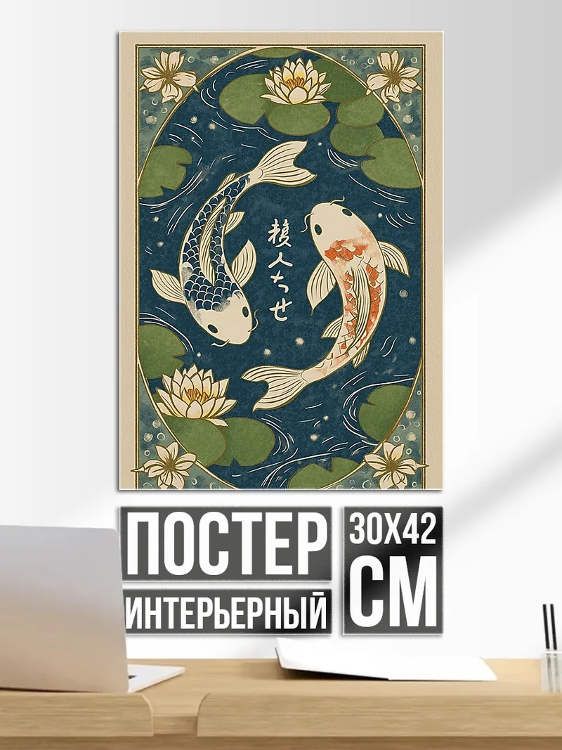 Постер Рыбы Кои в пруду