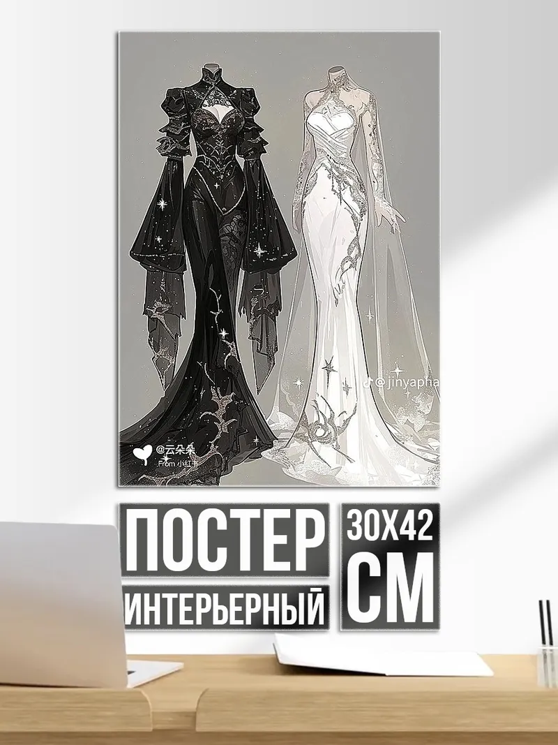 Постер Черное и белое платье