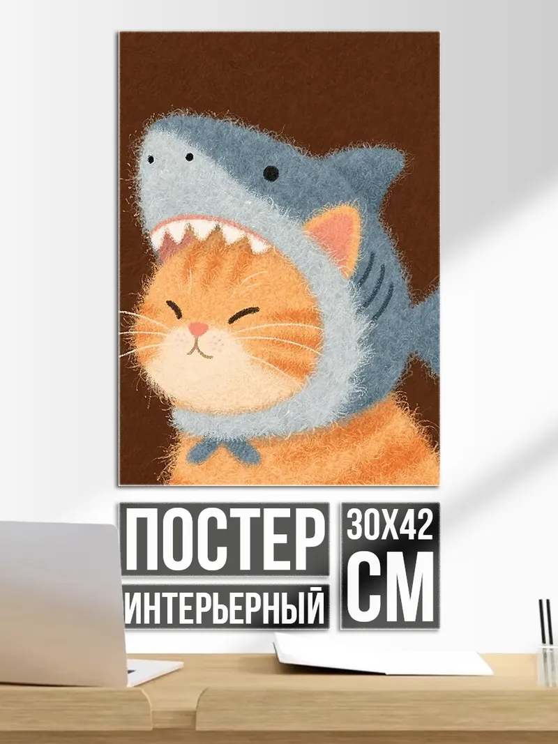 Постер Кот в костюме акулы
