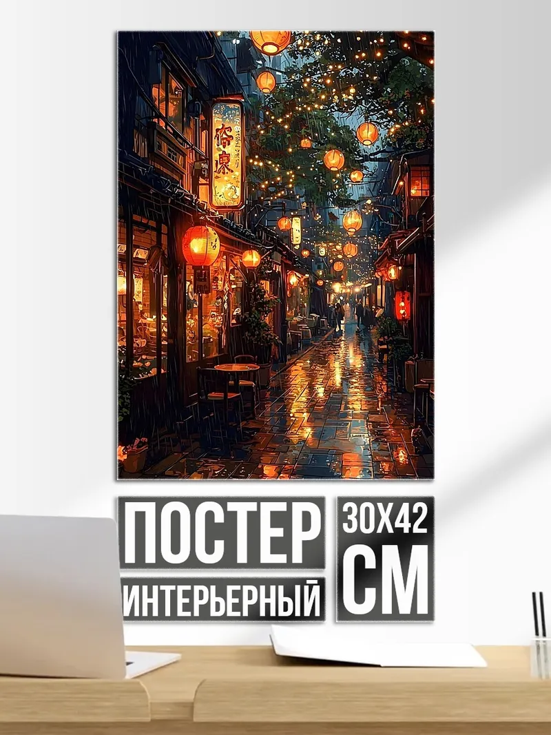 Постер Ночной город фонарей