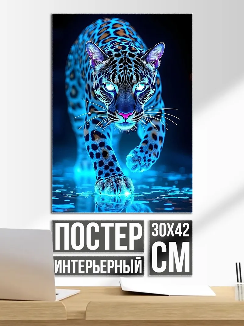 Постер Неоновый ягуар арт
