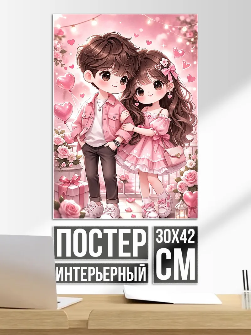 Постер Милая пара в розовом