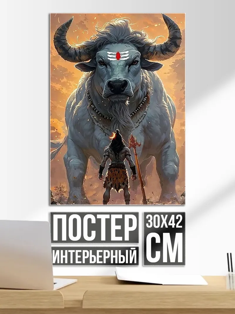 Постер Шива и бык