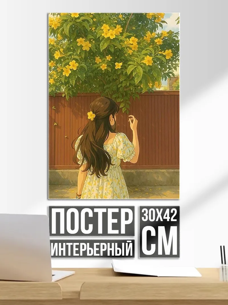 Постер Девушка под цветами
