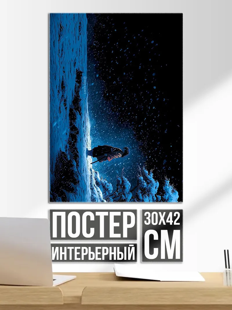 Постер Ворон на снежной скале