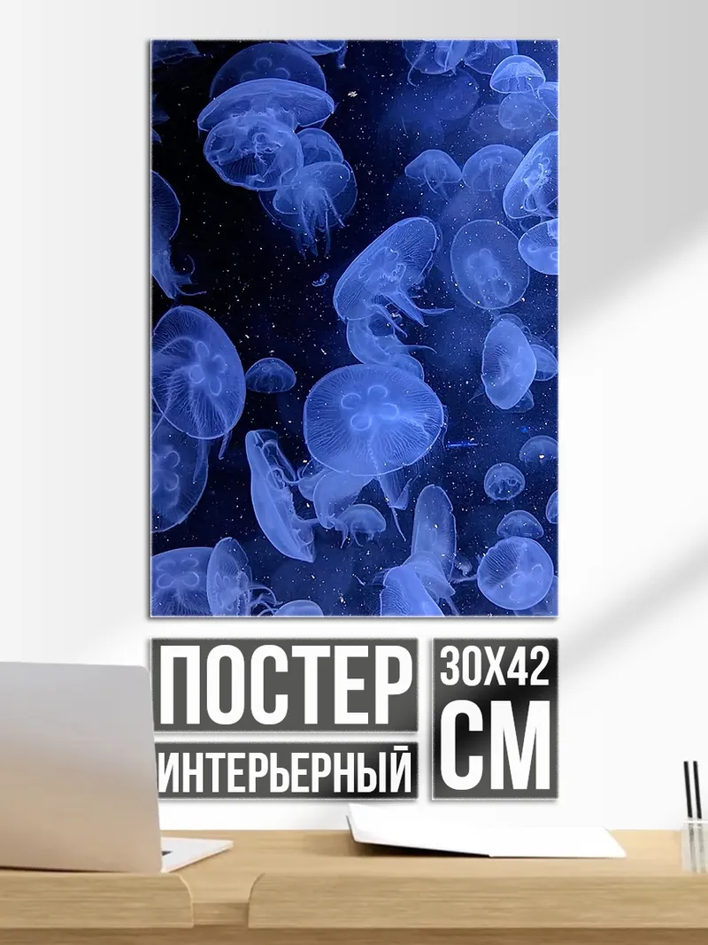 Постер Медузы в синем свете