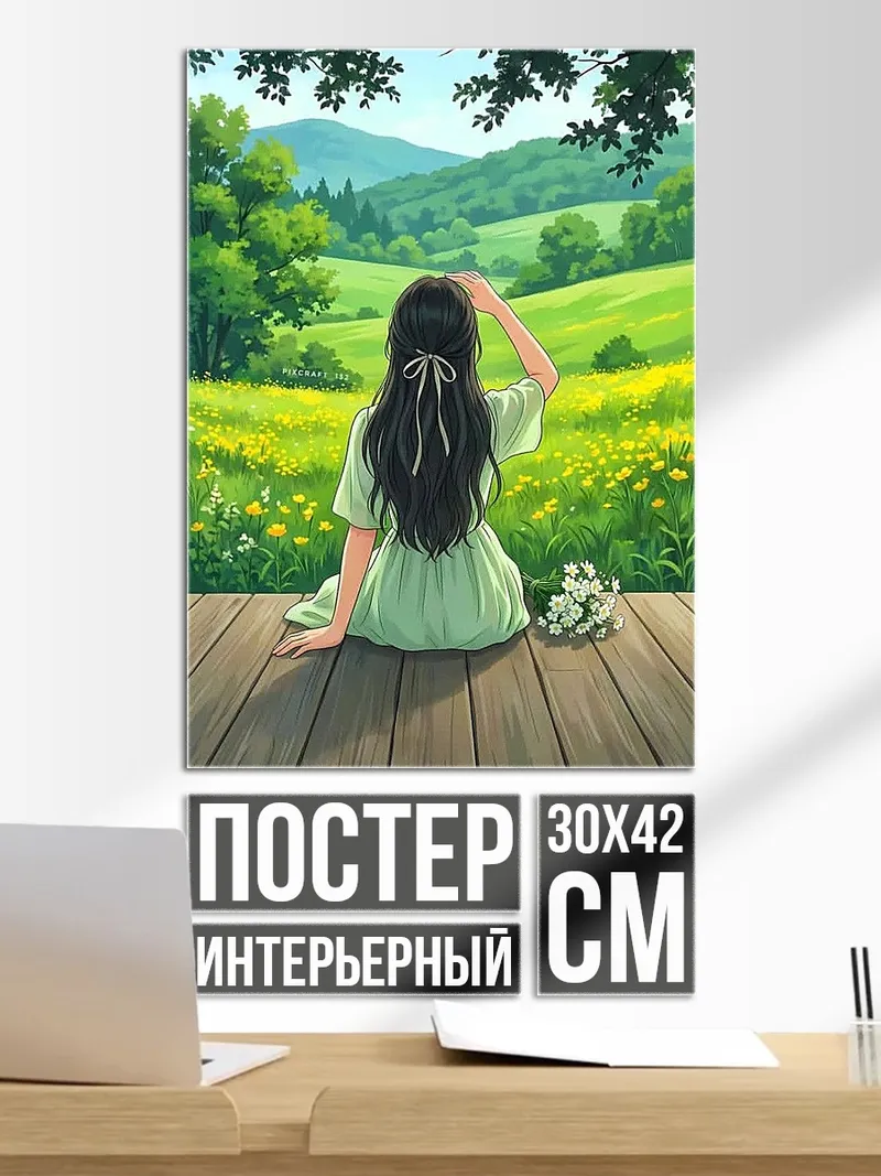 Постер Девушка в летнем поле